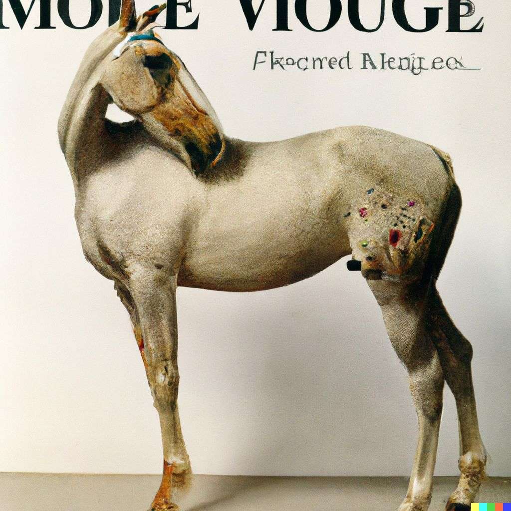 a horse, front cover of Vogue, 1960